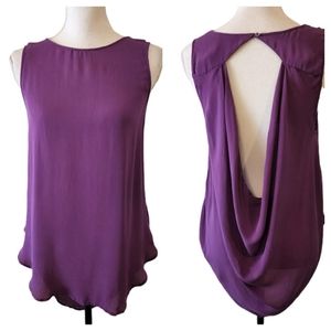 Haute Hippie Women's Purple Cowl Back Sleeveless Silk Top Sz Large EUC